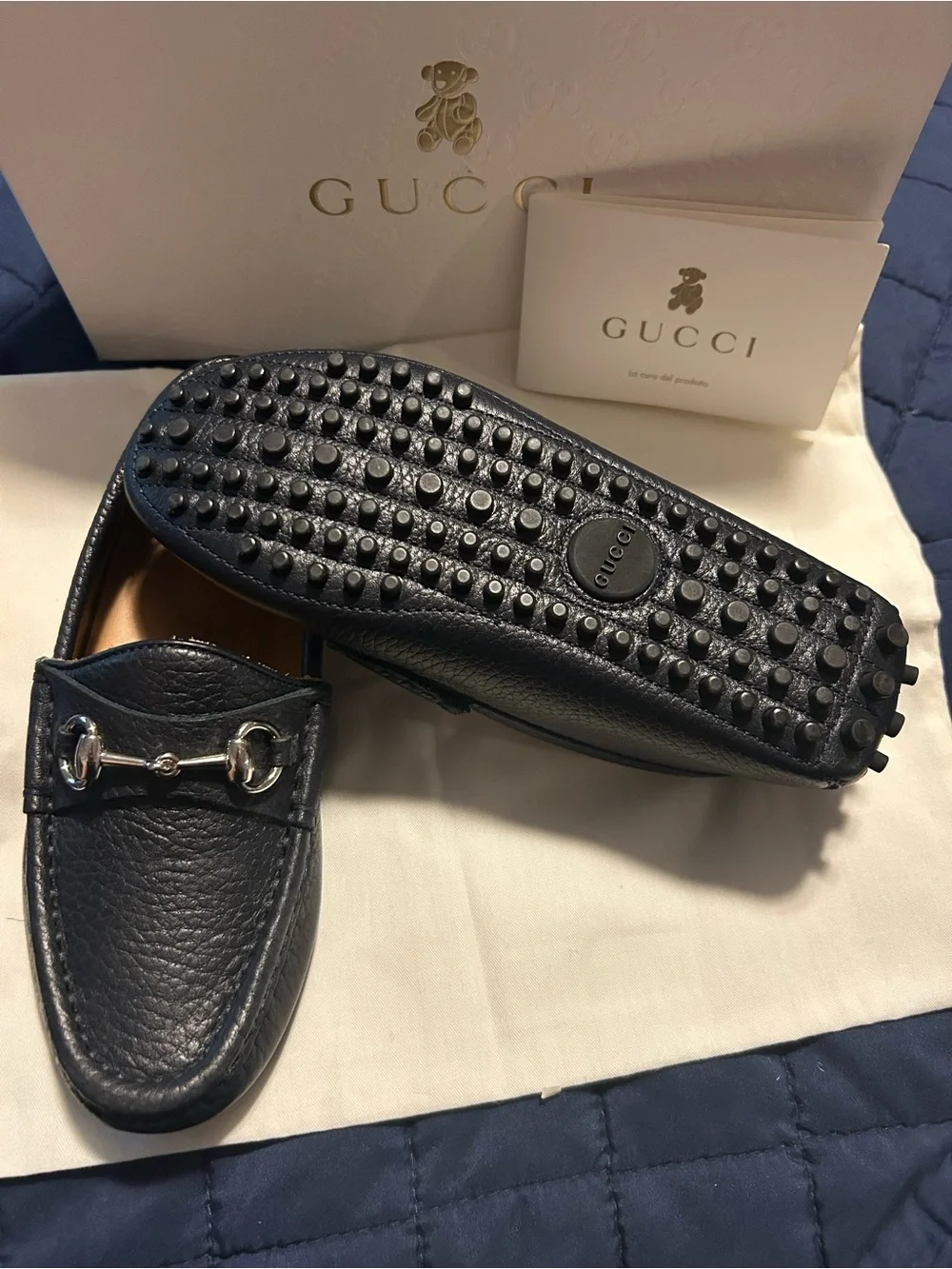 Gucci Boys Driving Horsebit Loafers Black